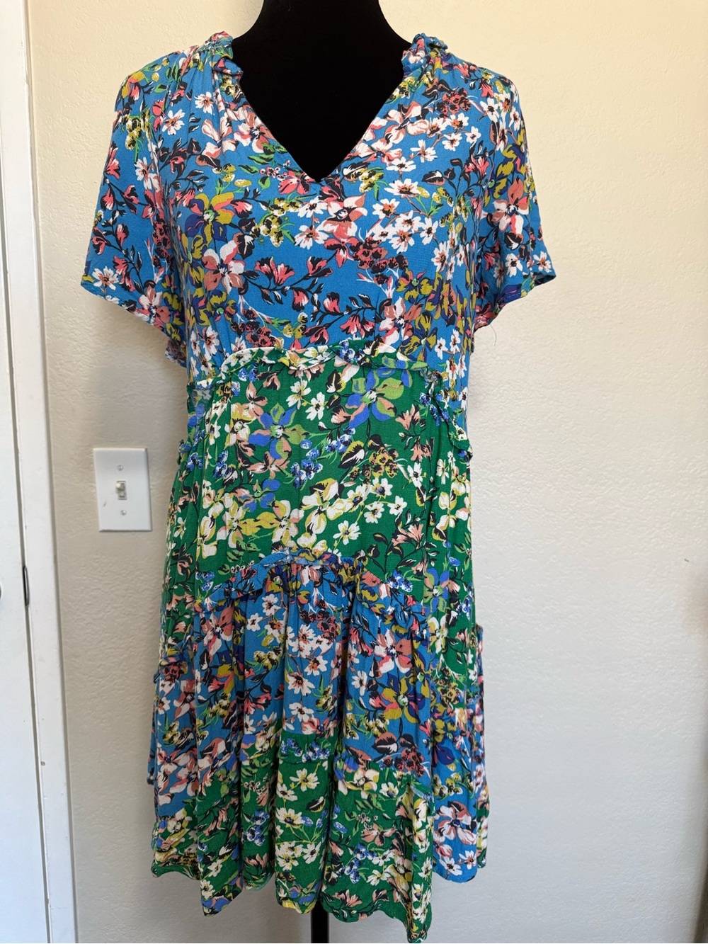 Anthropologie Floral Tiered Dress XS